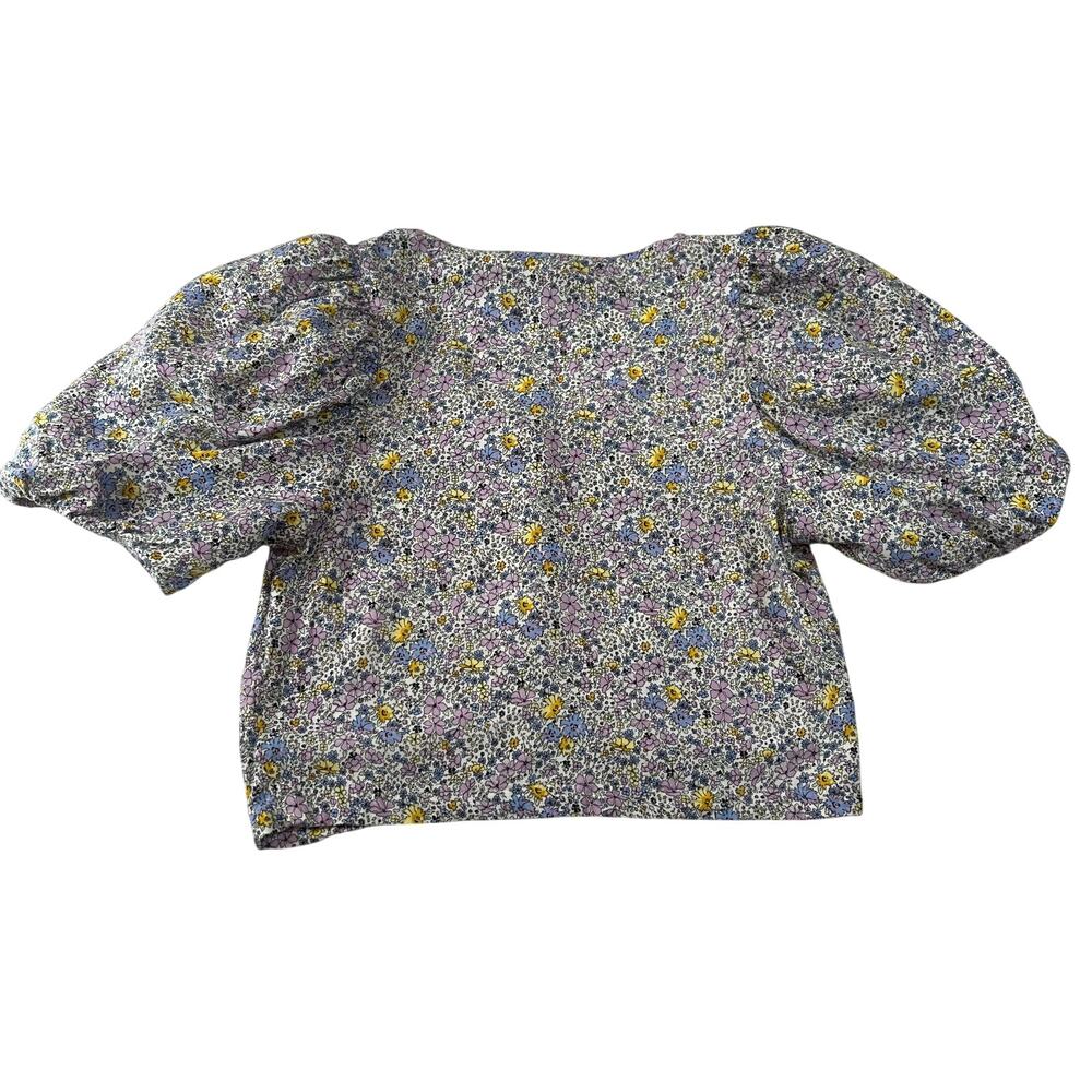Levi's V-Neck Ditzy Floral Print Crop Button Up Blouse Size S Puff Sleeve Boxy - Picture 5 of 12